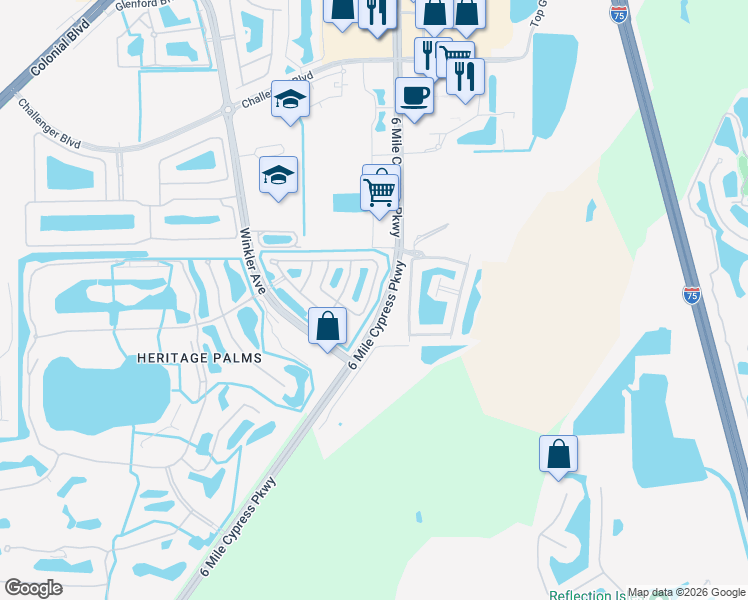 map of restaurants, bars, coffee shops, grocery stores, and more near 8275 Pacific Beach Drive in Fort Myers