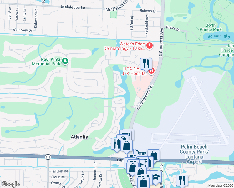 map of restaurants, bars, coffee shops, grocery stores, and more near 220 Rio Vista Circle in Lake Worth