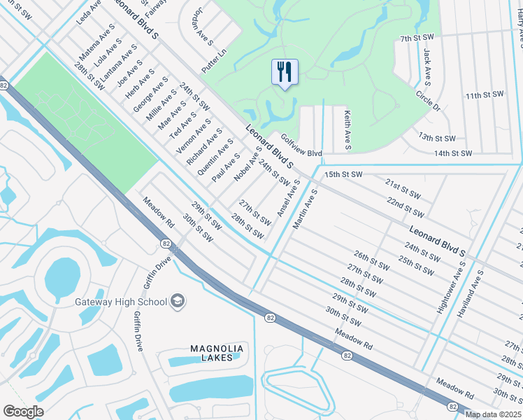 map of restaurants, bars, coffee shops, grocery stores, and more near 2420 Ansel Avenue South in Lehigh Acres