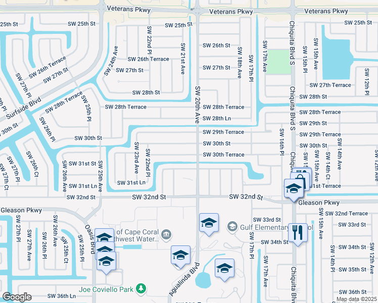 map of restaurants, bars, coffee shops, grocery stores, and more near 2000 Southwest 30th Street in Cape Coral