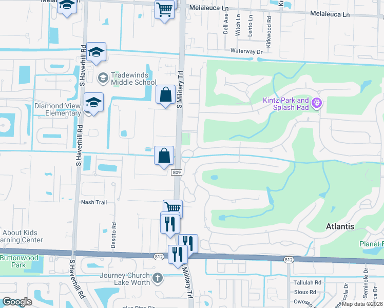 map of restaurants, bars, coffee shops, grocery stores, and more near 629 Cypress Key Circle in Lake Worth