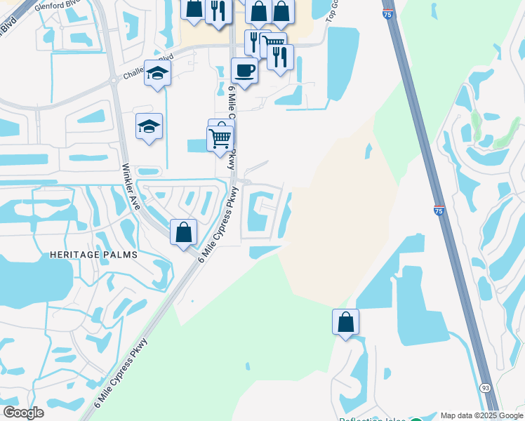 map of restaurants, bars, coffee shops, grocery stores, and more near 8894 Via Isola Court in Fort Myers
