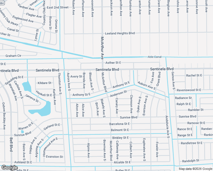 map of restaurants, bars, coffee shops, grocery stores, and more near 133 McArthur Boulevard in Lehigh Acres