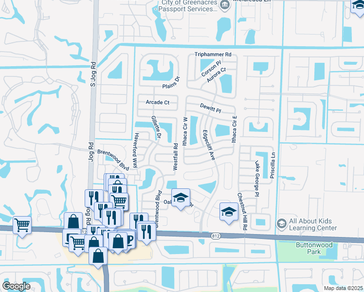 map of restaurants, bars, coffee shops, grocery stores, and more near 5916 Ithaca Circle West in Lake Worth