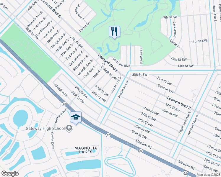 map of restaurants, bars, coffee shops, grocery stores, and more near 2420 Ansel Avenue South in Lehigh Acres