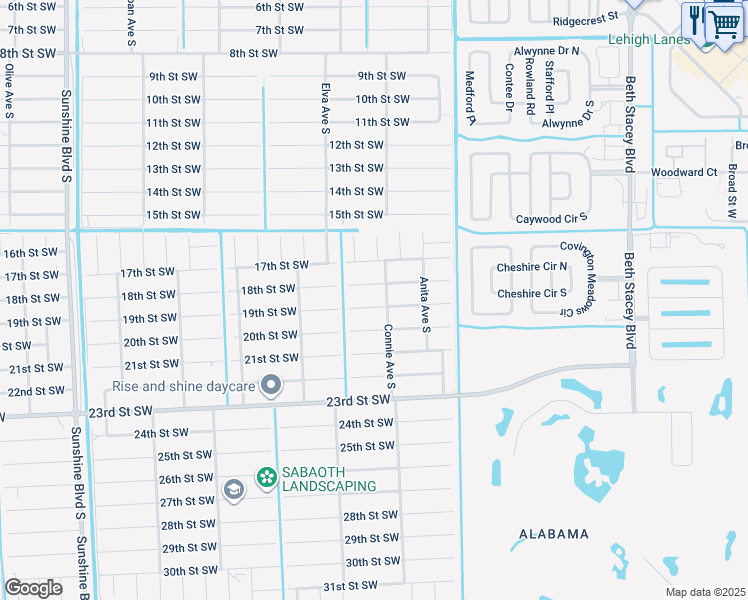 map of restaurants, bars, coffee shops, grocery stores, and more near 2602 19th Street Southwest in Lehigh Acres