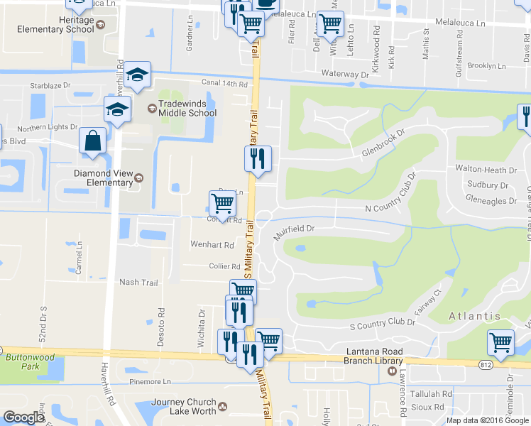 map of restaurants, bars, coffee shops, grocery stores, and more near 629 Cypress Key Circle in Lake Worth