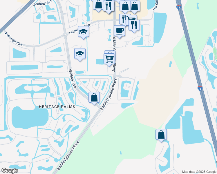 map of restaurants, bars, coffee shops, grocery stores, and more near 8255 Pacific Beach Drive in Fort Myers