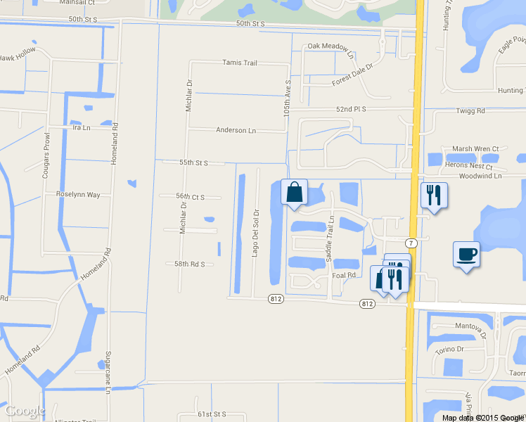 map of restaurants, bars, coffee shops, grocery stores, and more near 5660 Lago Del Sol Drive in Lake Worth