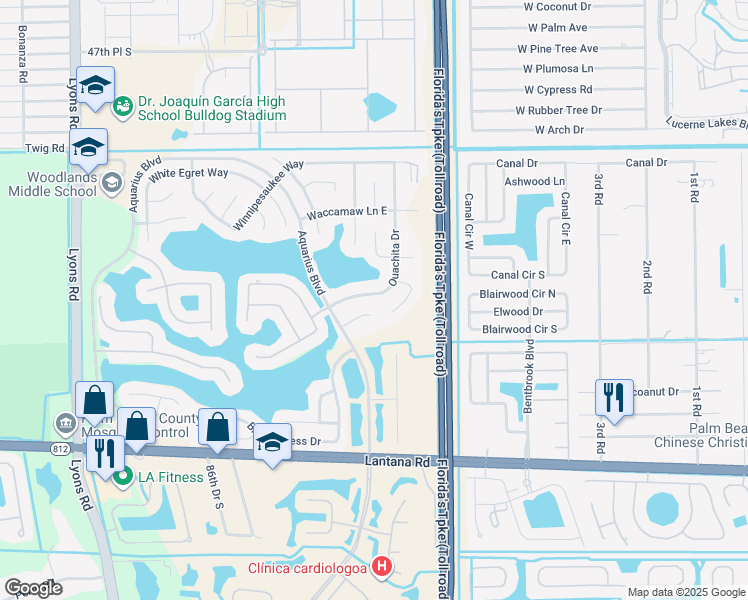 map of restaurants, bars, coffee shops, grocery stores, and more near 5298 Ouachita Drive in Lake Worth