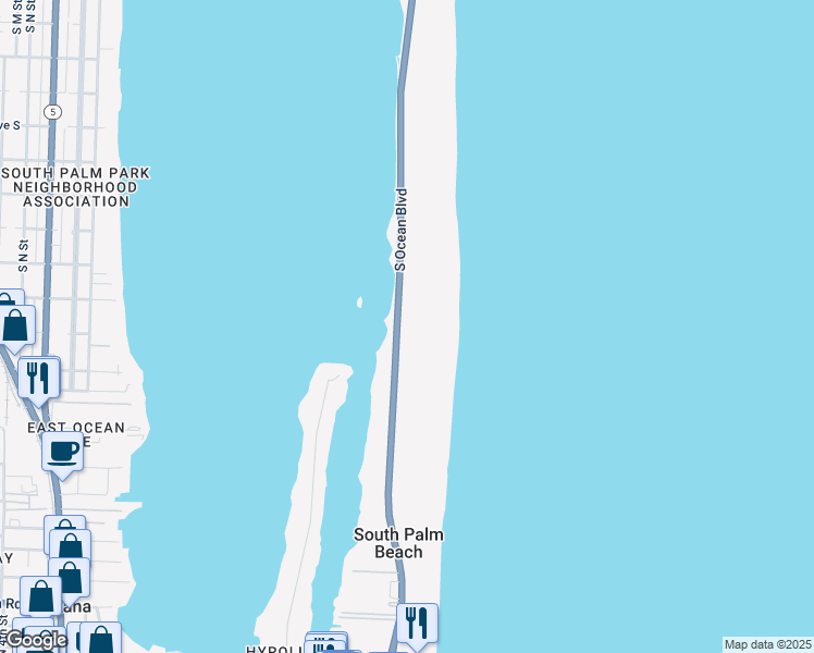 map of restaurants, bars, coffee shops, grocery stores, and more near 3440 Florida A1A in Palm Beach