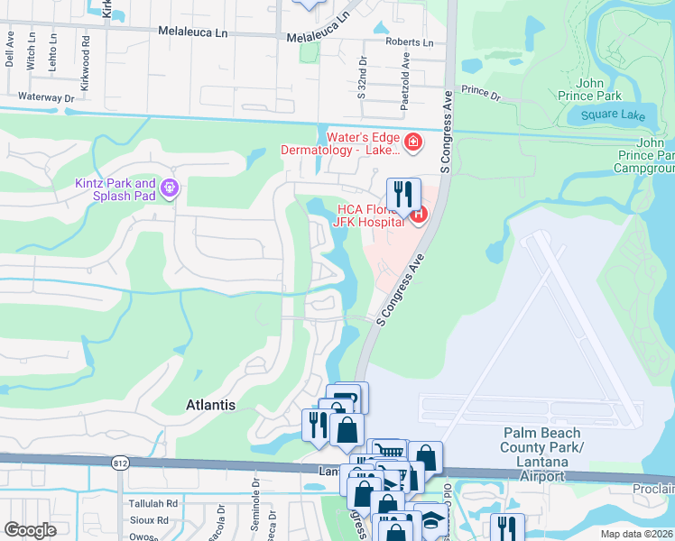 map of restaurants, bars, coffee shops, grocery stores, and more near 220 Rio Vista Circle in Lake Worth