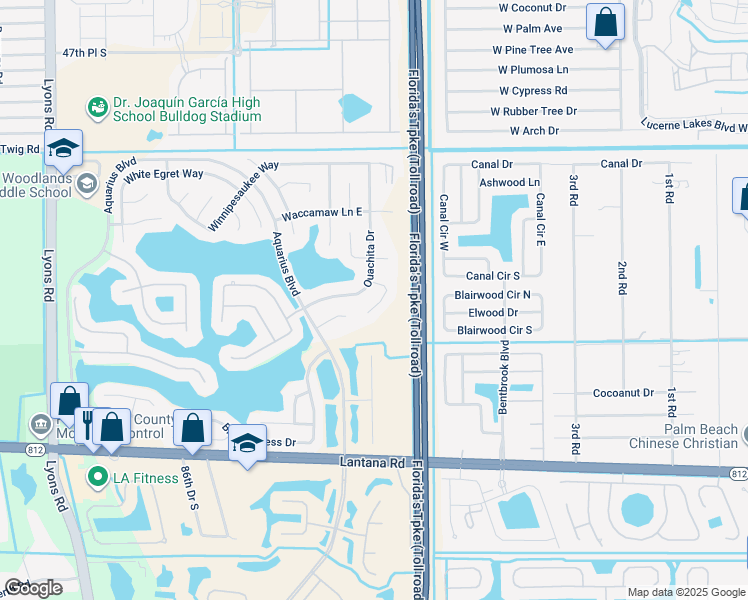 map of restaurants, bars, coffee shops, grocery stores, and more near 8055 Marshwood Lane in Lake Worth