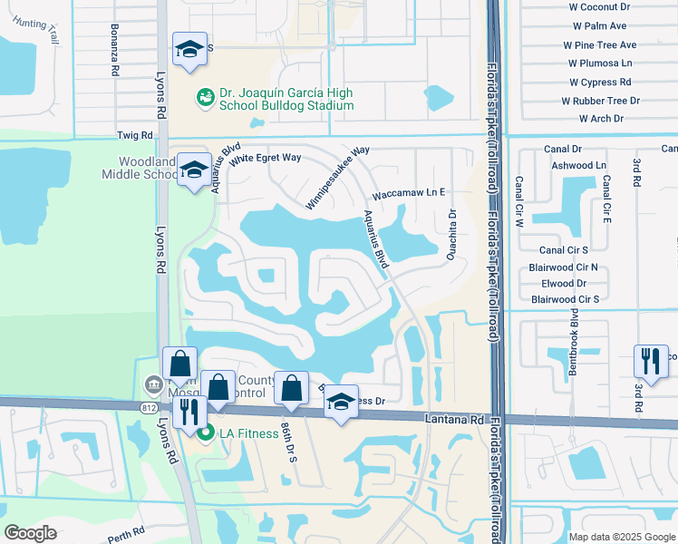 map of restaurants, bars, coffee shops, grocery stores, and more near 5406 Alta Way in Lake Worth