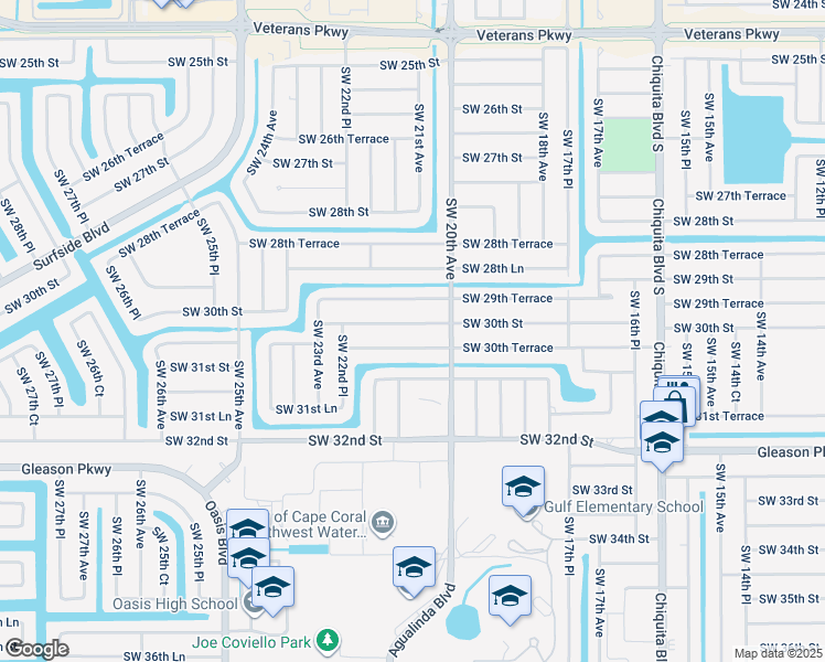 map of restaurants, bars, coffee shops, grocery stores, and more near 2022 Southwest 30th Street in Cape Coral