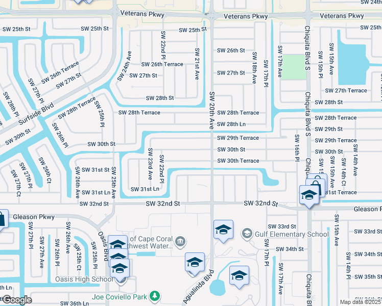 map of restaurants, bars, coffee shops, grocery stores, and more near 2022 Southwest 30th Street in Cape Coral