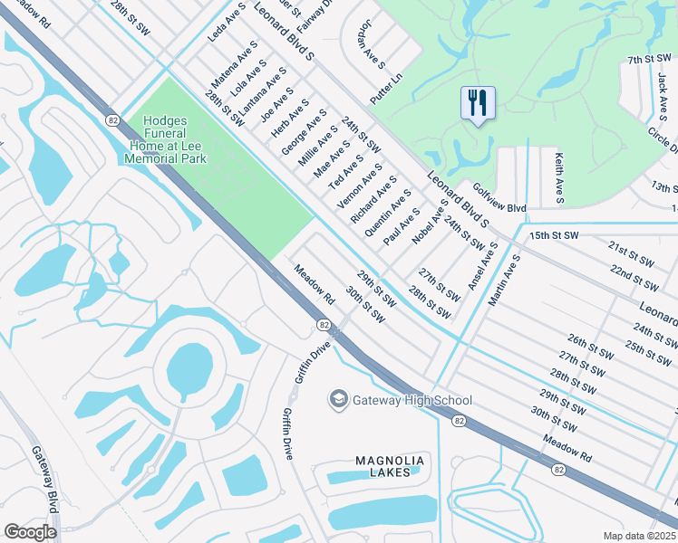 map of restaurants, bars, coffee shops, grocery stores, and more near 4872 30th Street Southwest in Lehigh Acres
