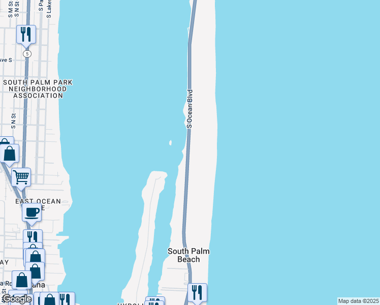 map of restaurants, bars, coffee shops, grocery stores, and more near 3440 Florida A1A in Palm Beach