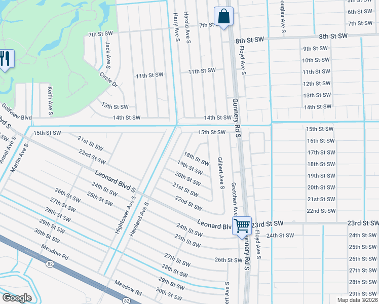 map of restaurants, bars, coffee shops, grocery stores, and more near 4523 18th Street Southwest in Lehigh Acres