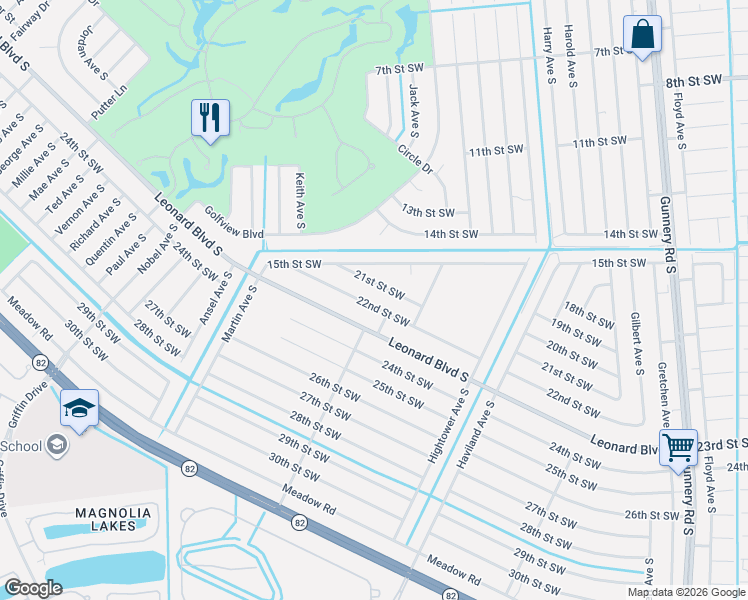 map of restaurants, bars, coffee shops, grocery stores, and more near 4725 22nd Street Southwest in Lehigh Acres