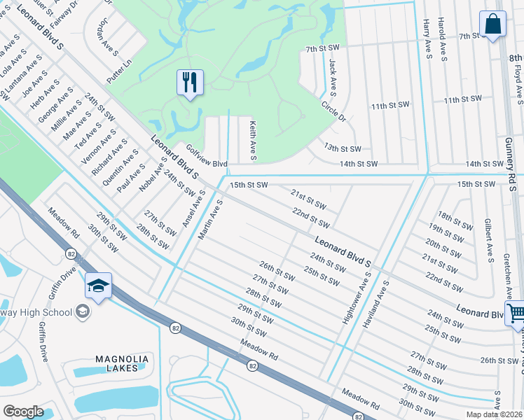 map of restaurants, bars, coffee shops, grocery stores, and more near 4737 Leonard Boulevard South in Lehigh Acres
