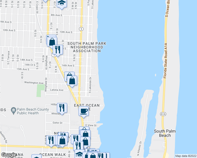 map of restaurants, bars, coffee shops, grocery stores, and more near 1 Indigo Terrace in Lake Worth Beach