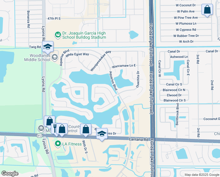 map of restaurants, bars, coffee shops, grocery stores, and more near 8477 Bonita Isle Drive in Lake Worth