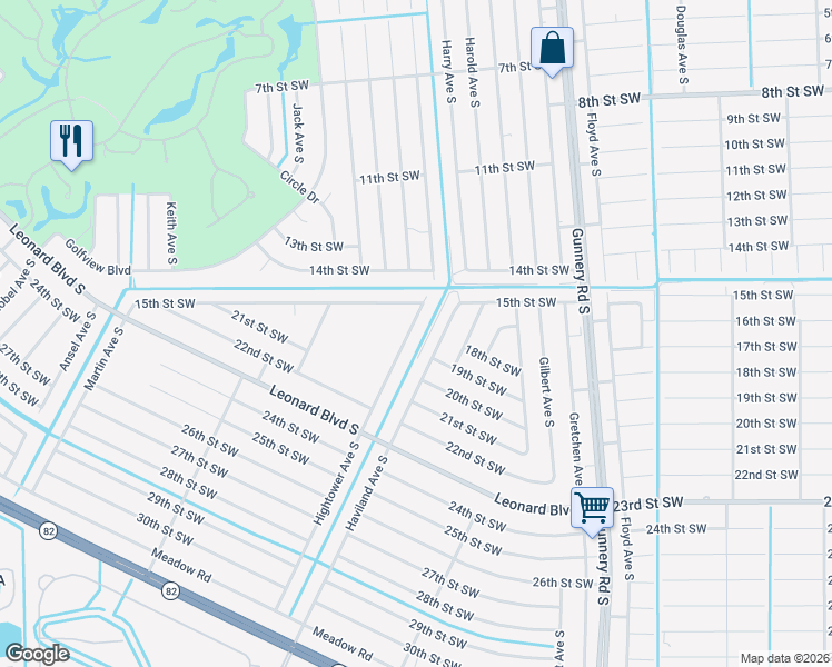 map of restaurants, bars, coffee shops, grocery stores, and more near 1535 Hightower Avenue South in Lehigh Acres