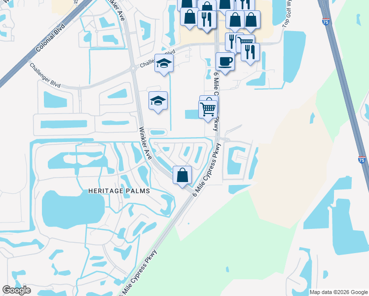map of restaurants, bars, coffee shops, grocery stores, and more near 8107 Pacific Beach Drive in Fort Myers