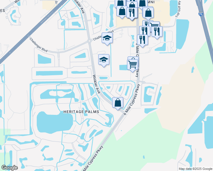 map of restaurants, bars, coffee shops, grocery stores, and more near 8054 Pacific Beach Drive in Fort Myers