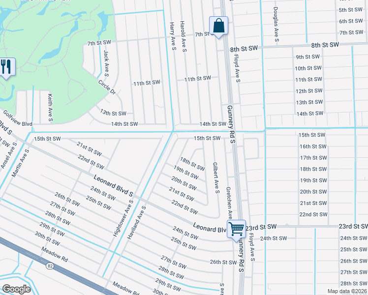 map of restaurants, bars, coffee shops, grocery stores, and more near 1504 Hank Avenue South in Lehigh Acres