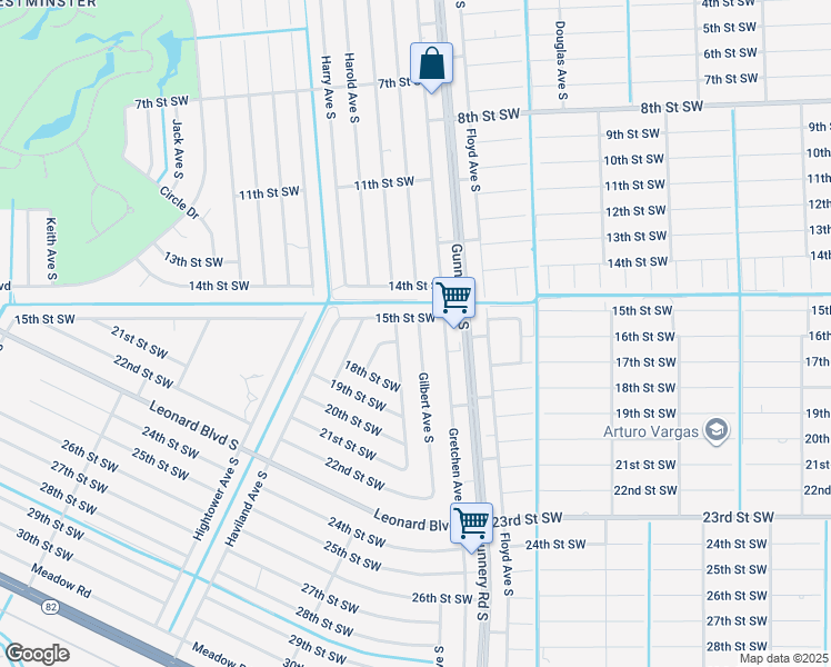 map of restaurants, bars, coffee shops, grocery stores, and more near 1506 Gilbert Avenue South in Lehigh Acres