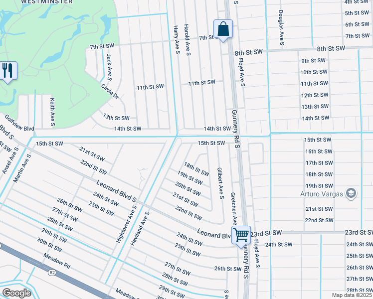 map of restaurants, bars, coffee shops, grocery stores, and more near 1508 Hank Avenue South in Lehigh Acres