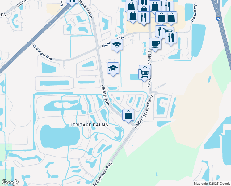 map of restaurants, bars, coffee shops, grocery stores, and more near 8051 Pacific Beach Drive in Fort Myers