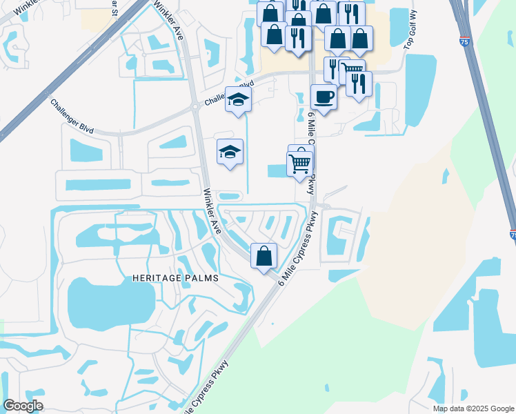 map of restaurants, bars, coffee shops, grocery stores, and more near 8107 Pacific Beach Drive in Fort Myers