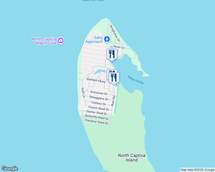 map of restaurants, bars, coffee shops, grocery stores, and more near 516 Rum Road in Captiva