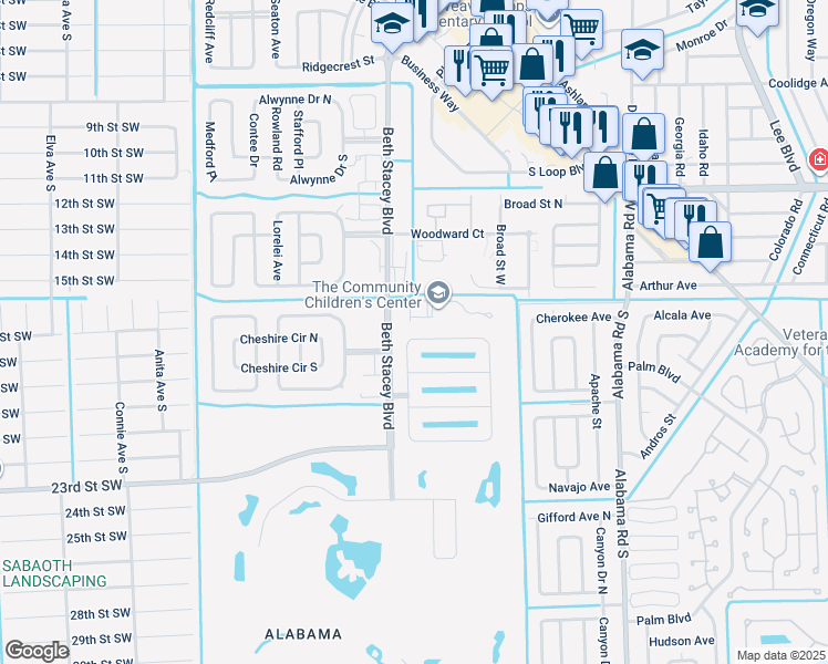 map of restaurants, bars, coffee shops, grocery stores, and more near 9063 Aegean Circle in Lehigh Acres