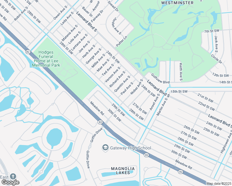 map of restaurants, bars, coffee shops, grocery stores, and more near 2441 Quentin Avenue South in Lehigh Acres