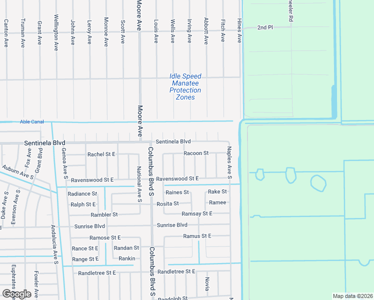map of restaurants, bars, coffee shops, grocery stores, and more near 1223 Racoon Street in Lehigh Acres
