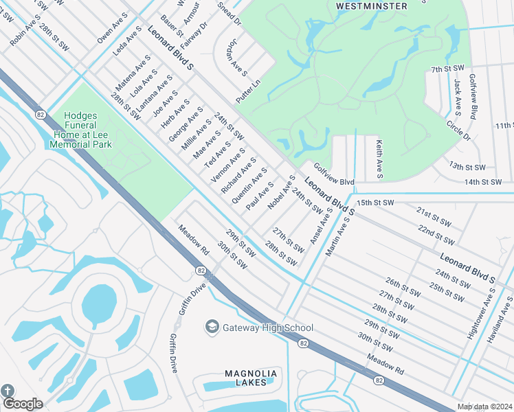 map of restaurants, bars, coffee shops, grocery stores, and more near 2429 Paul Avenue South in Lehigh Acres