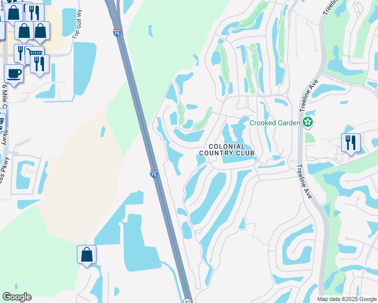 map of restaurants, bars, coffee shops, grocery stores, and more near 10010 Oakhurst Way in Fort Myers