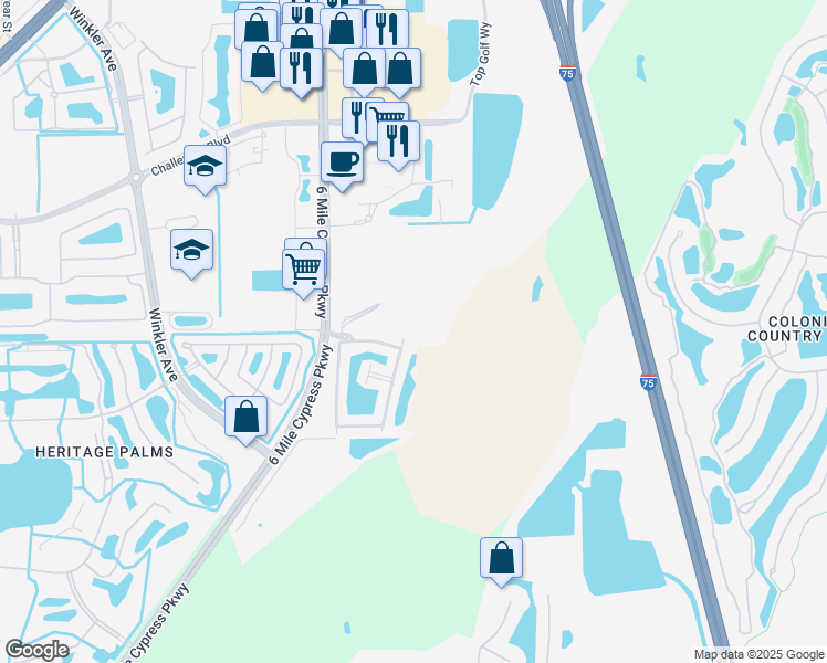 map of restaurants, bars, coffee shops, grocery stores, and more near 10001/9990 Via Colomba Circle in Fort Myers