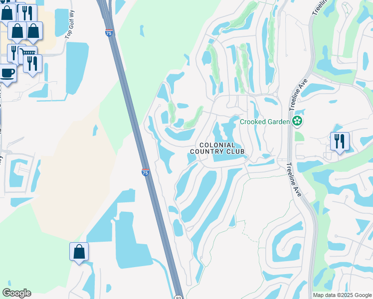 map of restaurants, bars, coffee shops, grocery stores, and more near 10010 Oakhurst Way in Fort Myers