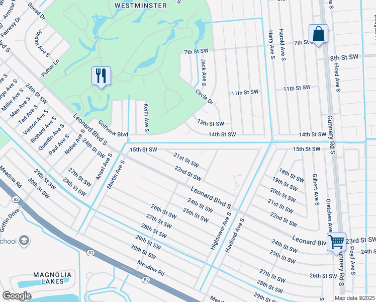 map of restaurants, bars, coffee shops, grocery stores, and more near 4734 21st Street Southwest in Lehigh Acres