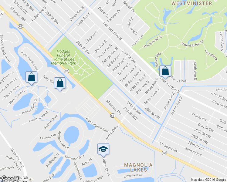 map of restaurants, bars, coffee shops, grocery stores, and more near 2908 Vernon Avenue South in Lehigh Acres