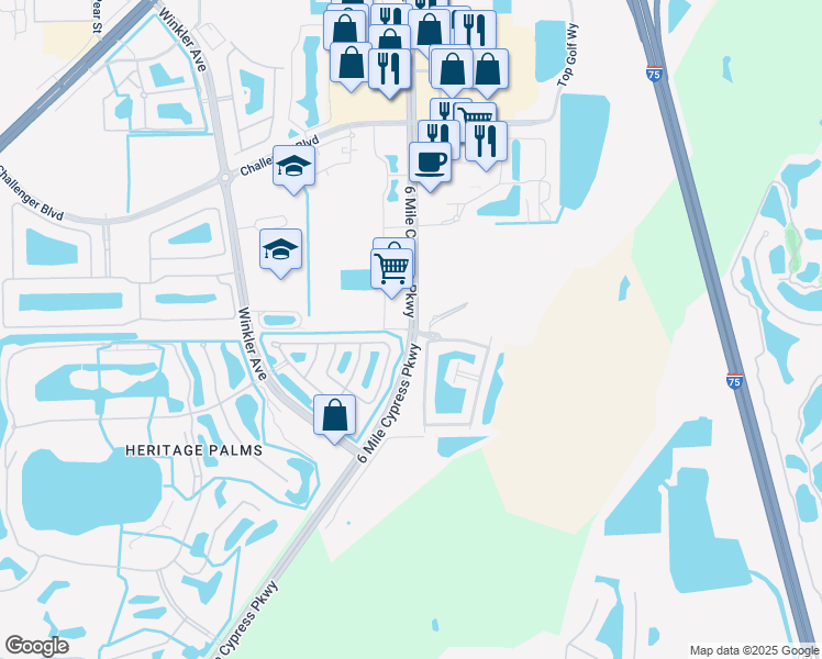 map of restaurants, bars, coffee shops, grocery stores, and more near 9854 Bernwood Pl Dr in Fort Myers