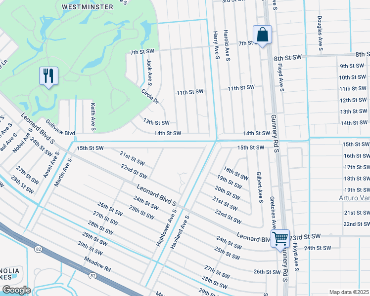 map of restaurants, bars, coffee shops, grocery stores, and more near 4622 15th Street Southwest in Lehigh Acres