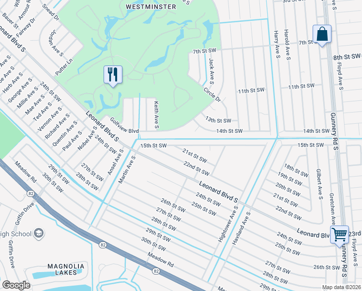 map of restaurants, bars, coffee shops, grocery stores, and more near 4753 15th Street Southwest in Lehigh Acres