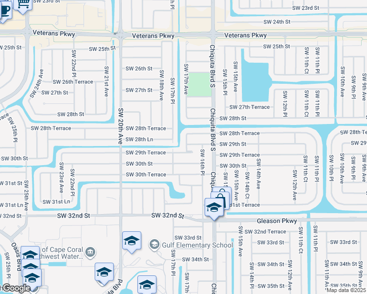map of restaurants, bars, coffee shops, grocery stores, and more near 2902 Southwest 17th Avenue in Cape Coral