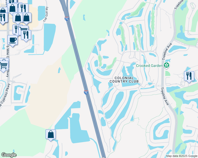map of restaurants, bars, coffee shops, grocery stores, and more near 10030 Oakhurst Way in Fort Myers